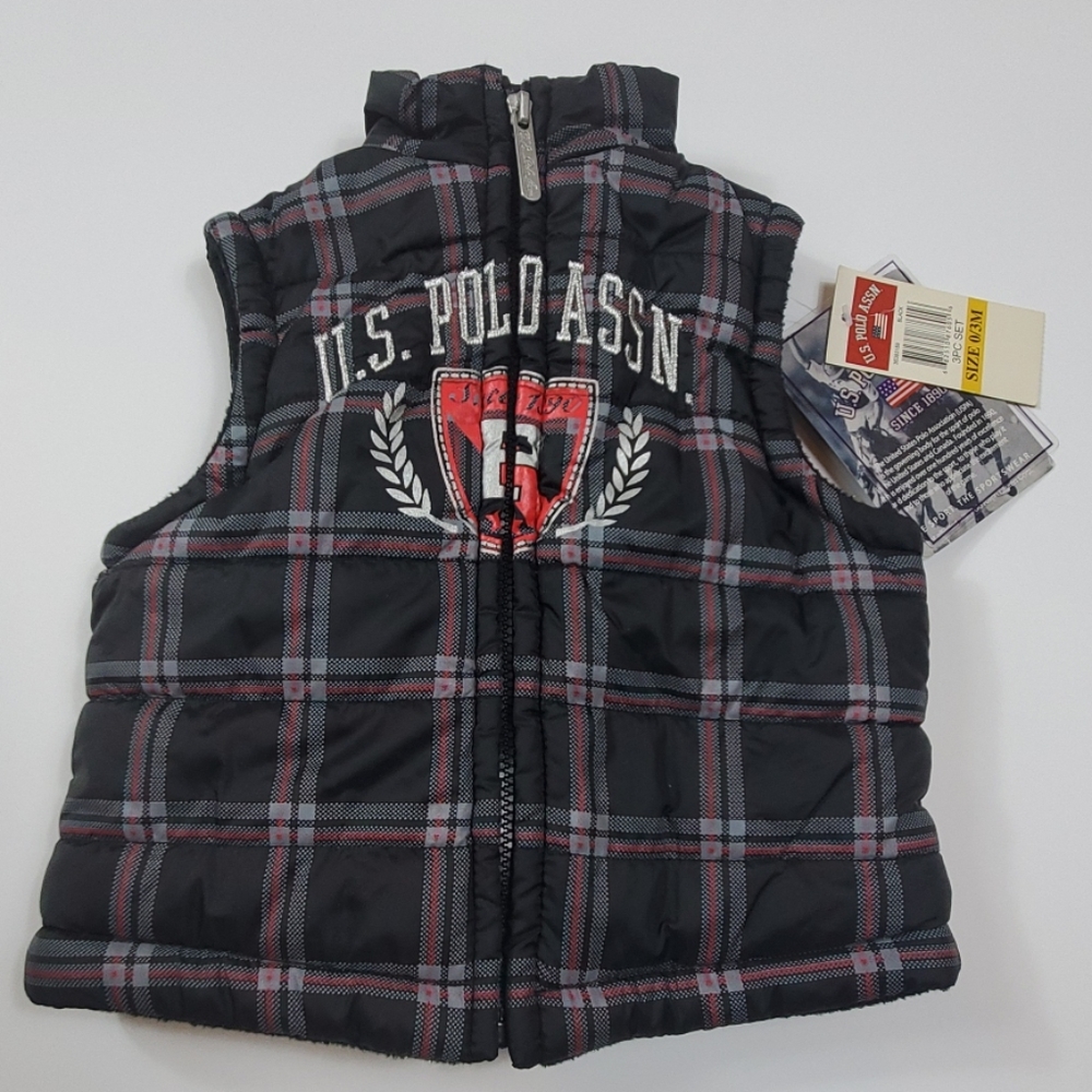 U.S. Polo Assn. Baby Newborn Plaid Puffer Vest